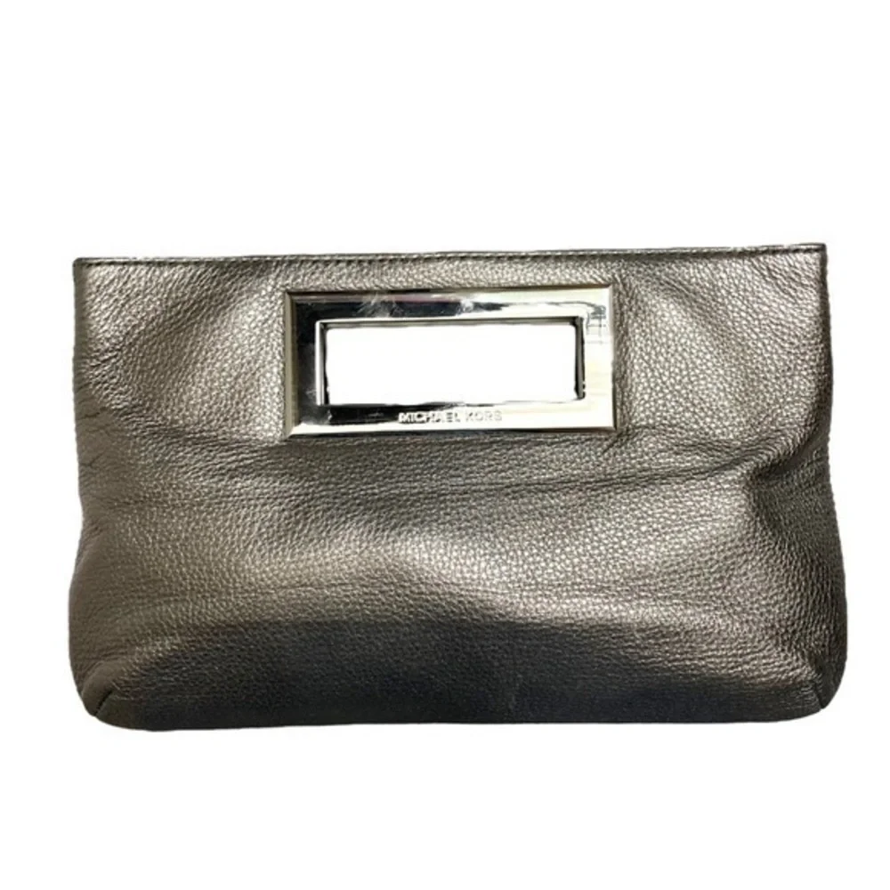 Michael Kors silver leather evening clutch bags